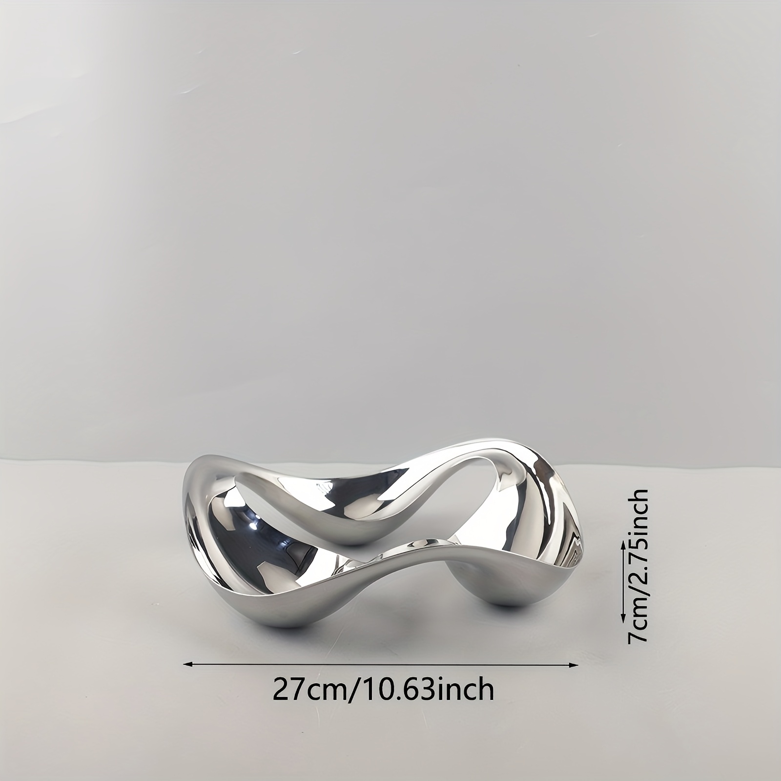 1pc Minimalist Silvery Stainless Steel Candy Dish Irregular Shape Model Room Metal Ornaments Creative Decorations (Non-Food Contact)