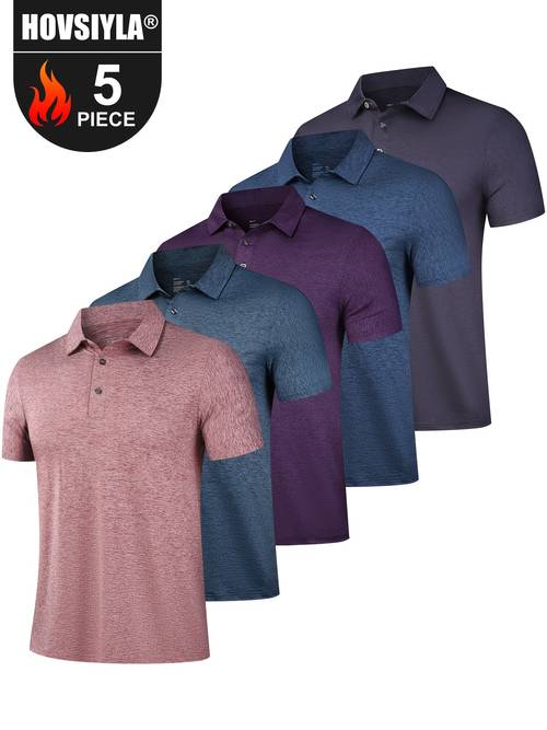 5 pack mens shirts quick dry short sleeve golf t shirt performance moisture wicking casual workout
