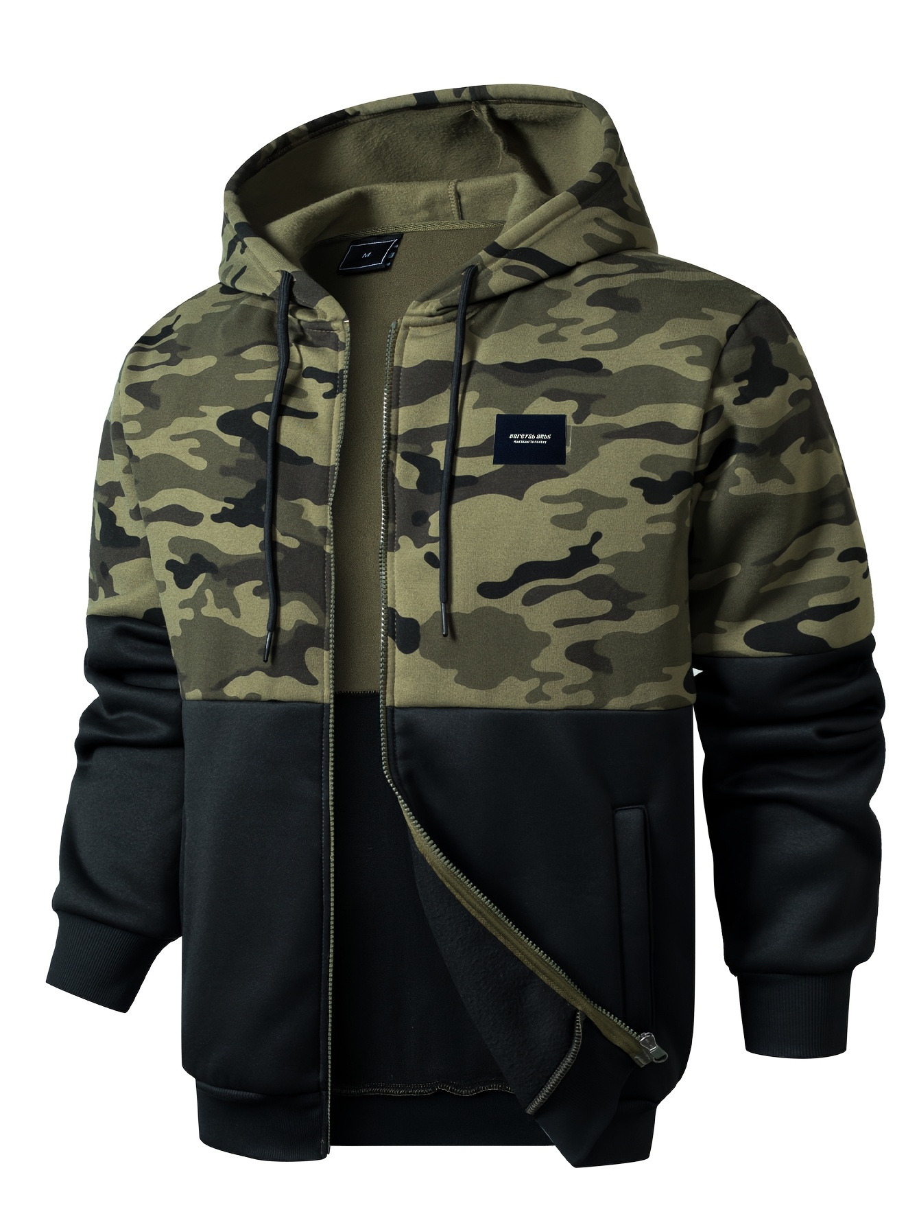 mens camo sports lightweight zip hoodie pockets army style Temu
