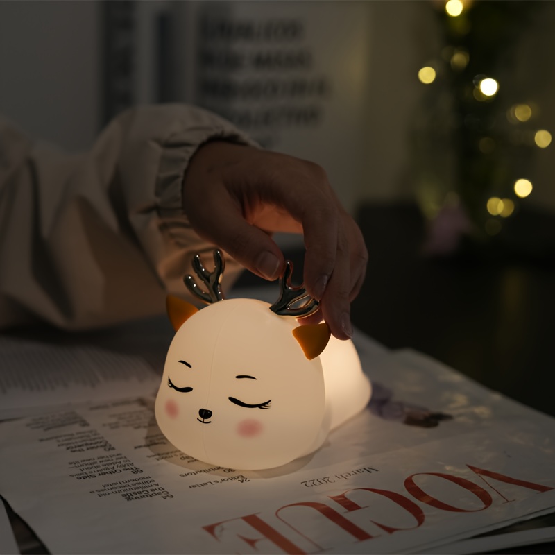 bedroom   sleeping ambient night light   little animal elk style gradient 7 color night light usb type 1200mah lithium battery with large capacity   bidding farewell to   charging anxiety night light Product details 4