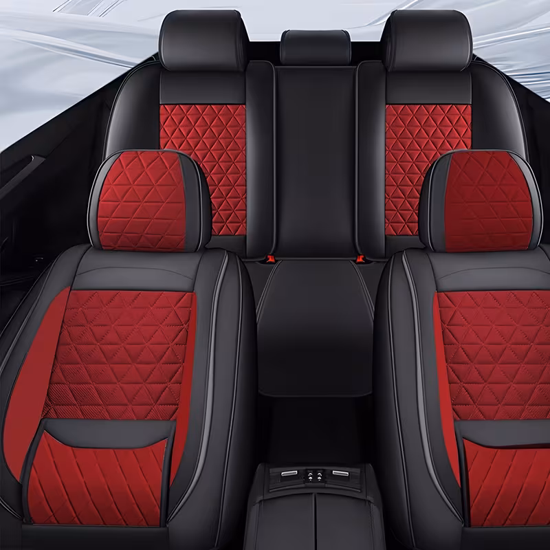 car seat cover leather full set breathable seat protector front rear seat covers set of 5 car interior accessories for most car 6