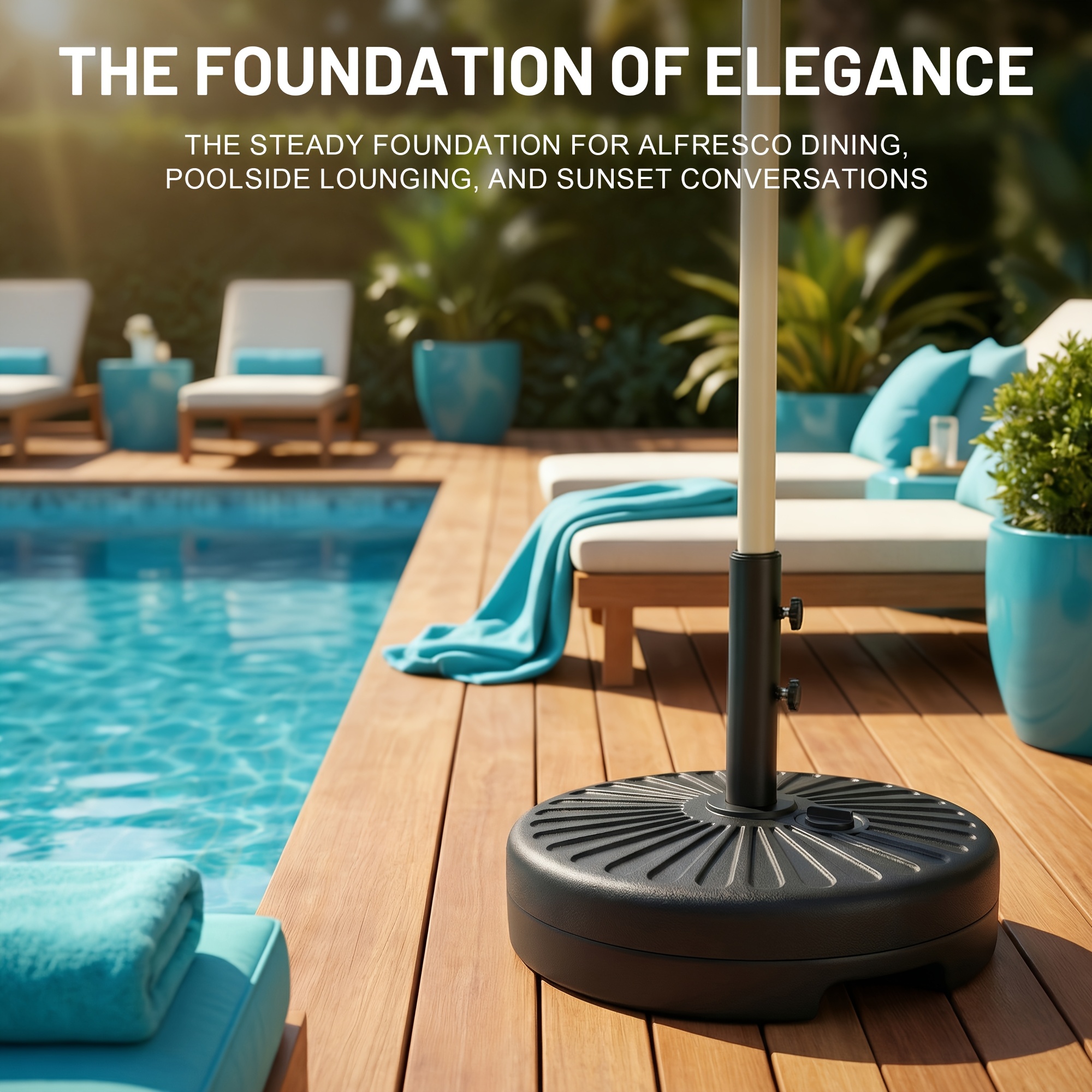 81.5lb Patio Umbrella Base Stand, Water Fillable Outdoor Umbrella Holder, Heavy Duty Market Umbrella Stand for Pool Deck Backyard Garden