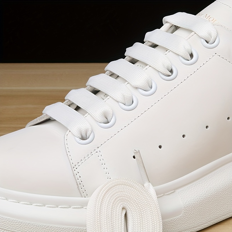 universal shoelaces classic   white sneakers original laces 1 2cm wide flat