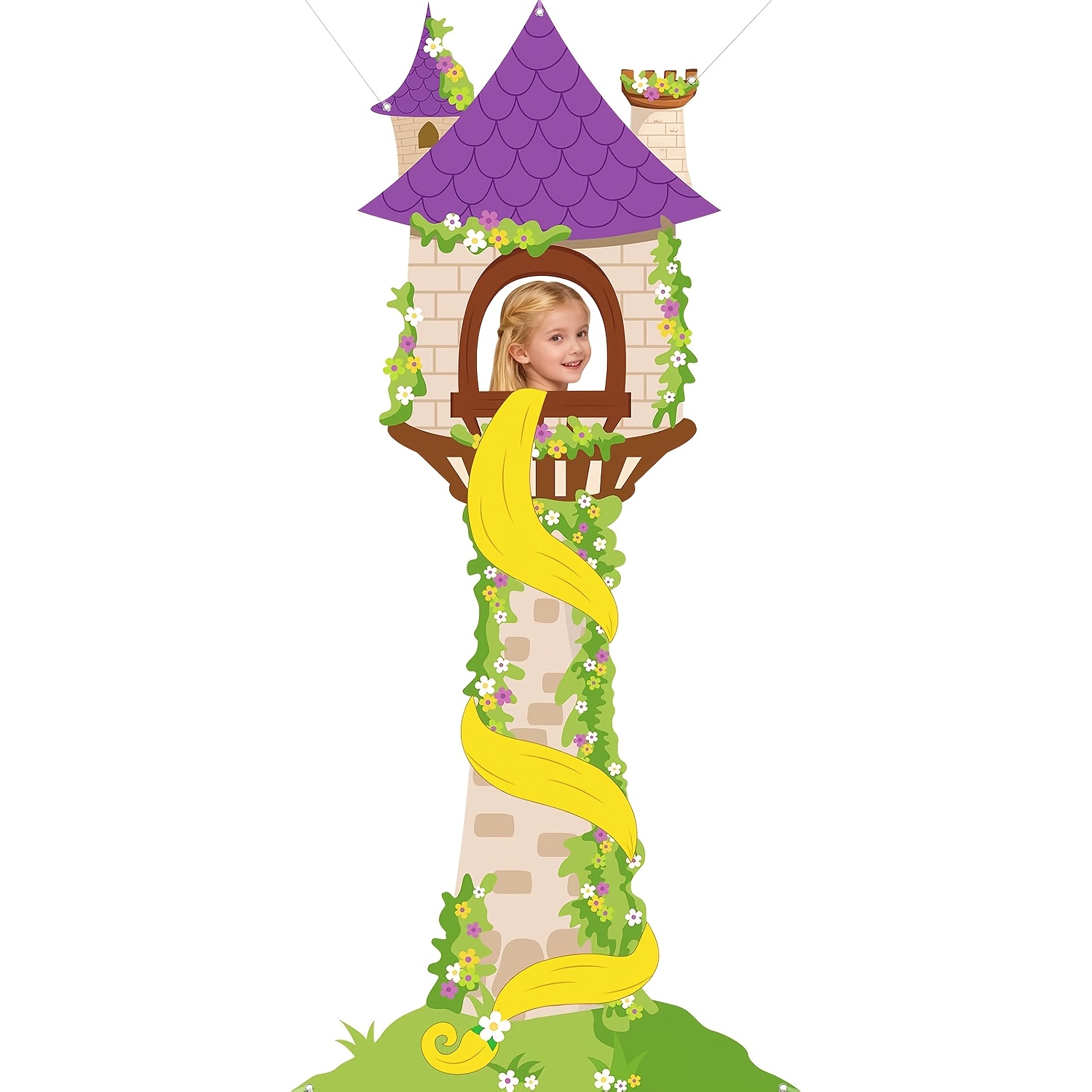 Image of Princess's Tower Photo Booth Props Princess Birthday Party Supplies Magical Fairytale Birthday Backdrop Background Banner For Cartoon Princess's Towers Party Supplies