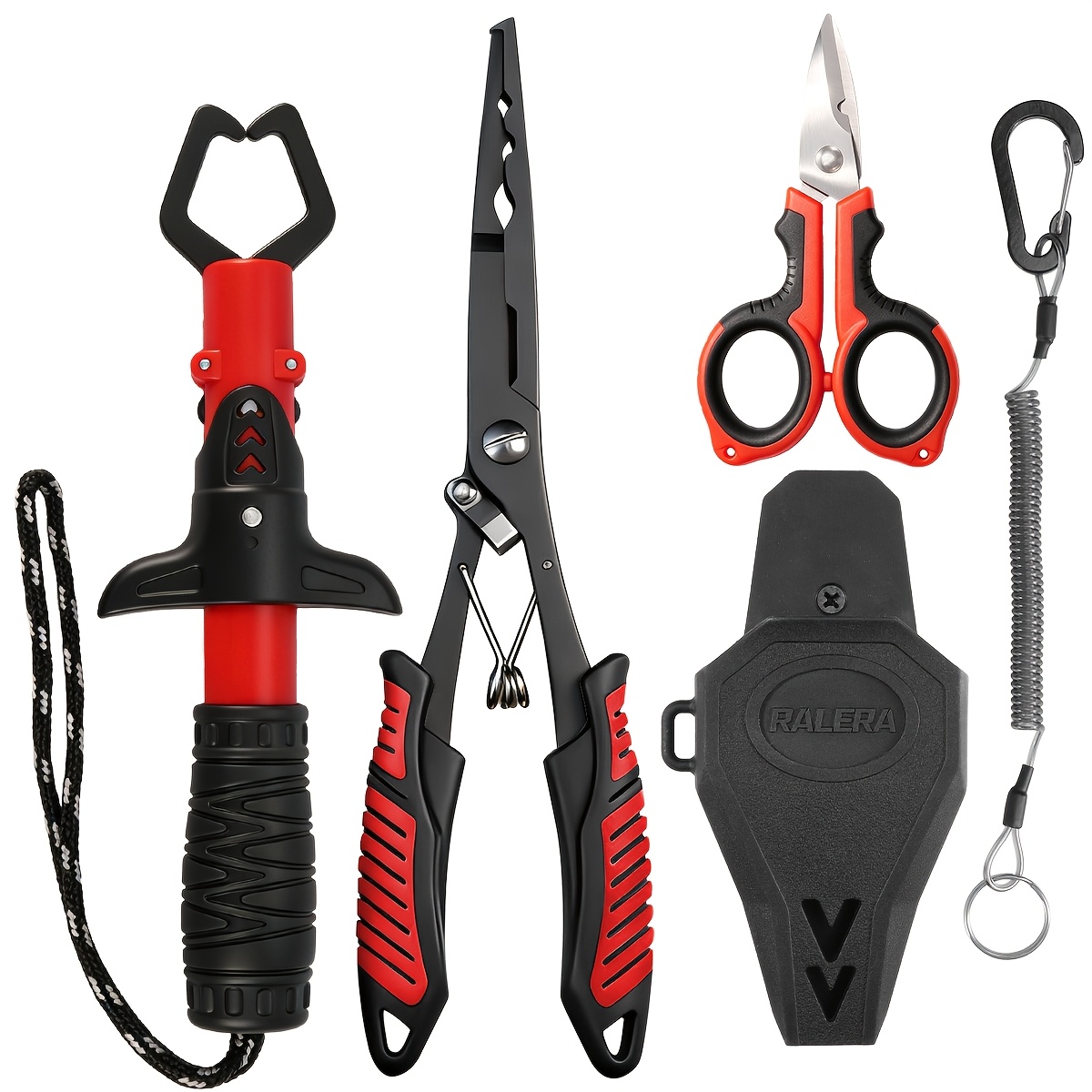 TEMU Kit d'outils de pêche RALERA en acier inoxydable, pince à bec aiguille, de pince à pêche, pince à lèvres pour poisson, extracteur de hameçons de