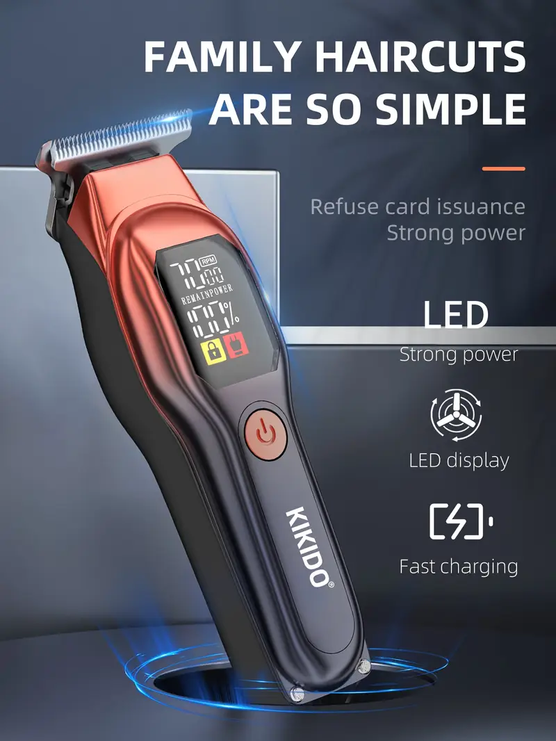 kk a2 electric hair clipper high speed 7000rpm portable two speed adjustable powerful motor charging led battery display essential for travel mens gift Product details 6