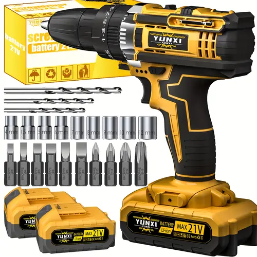 wireless lithium ion drill bit set battery and fast charger with lithium battery impact pistol drill bit and electric screwdriver function speed control torque control suitable for fast charging perfect gift