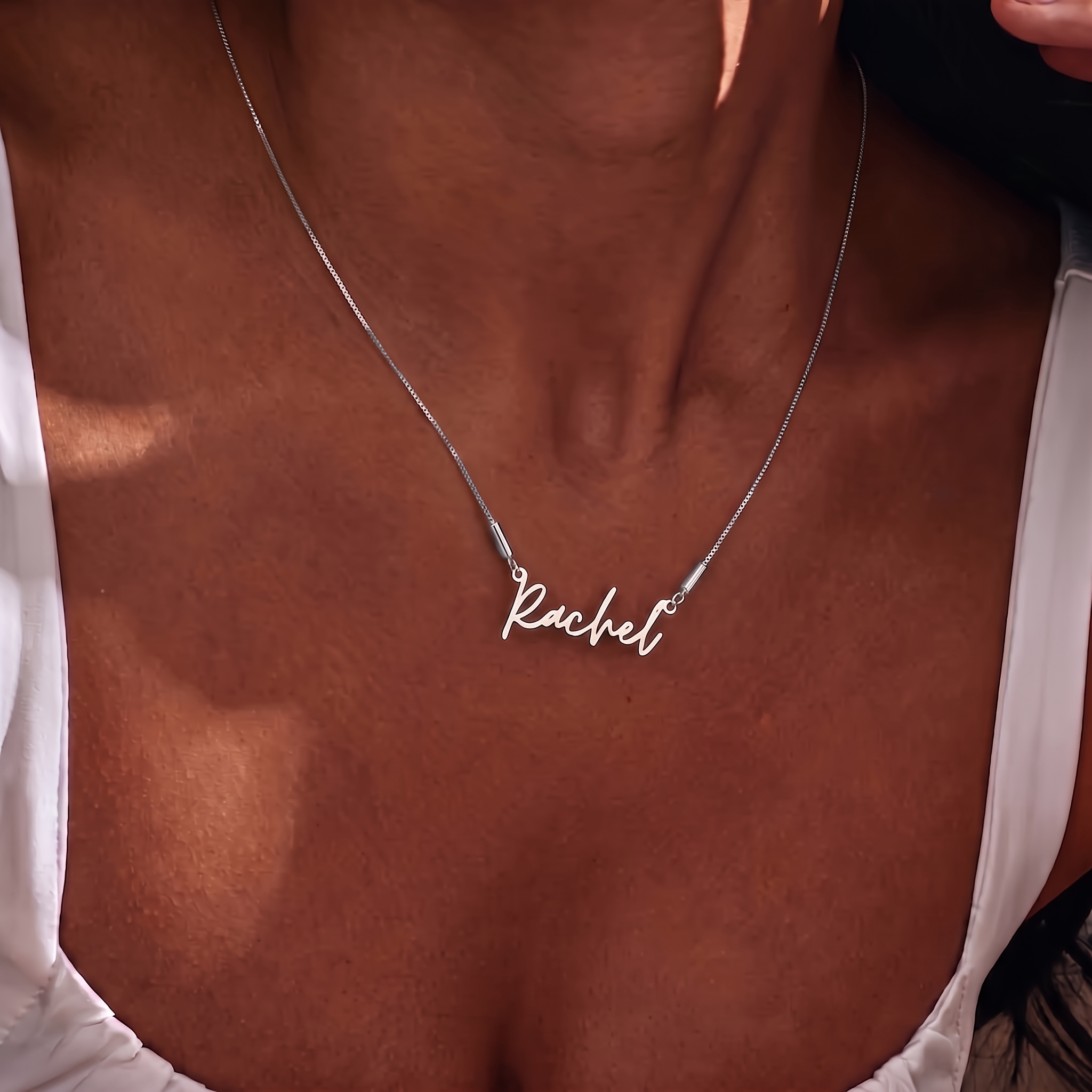 TEMU 304l Stainless Steel Cursive Name Necklace, Custom Name Necklace, Box Chain, Exquisite Signature Name Necklace, Personalized Name Necklace, Gift