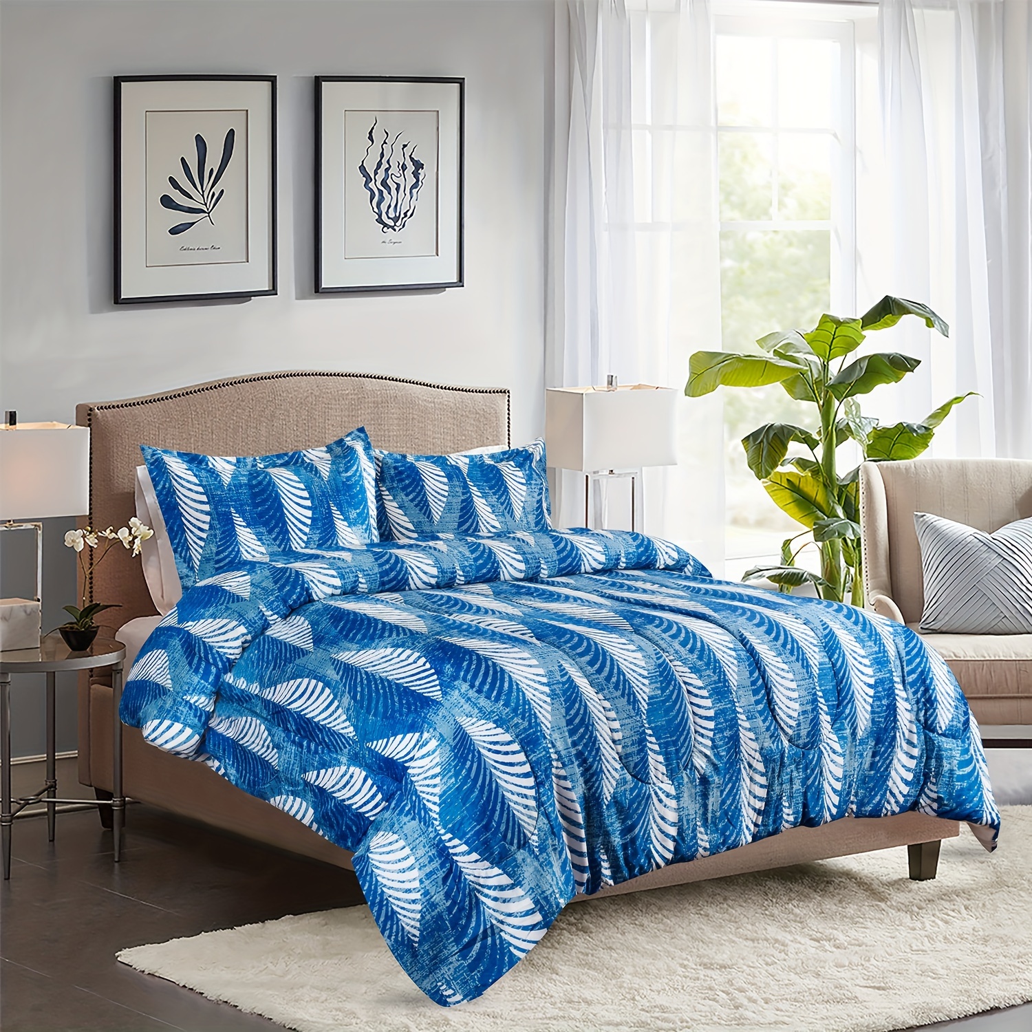 

3pcs Print Comforter Set, Soft, Skin-friendly Bedding For Bedroom Or Guest Room, Includes 1 Comforter And 2 Pillowcases (no Core Needed)
