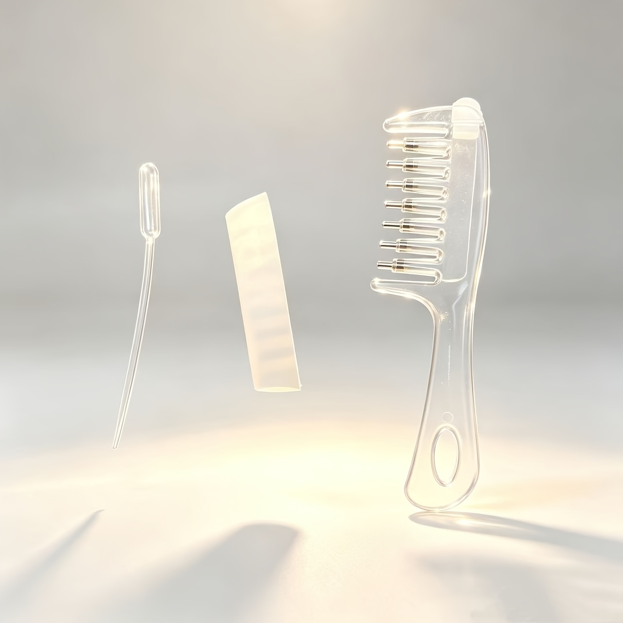 TEMU Transparent Hair Oil Comb With Liquid Reservoir & Wide-tooth Exfoliating Brush - Scalp Massager Comb Suitable For Conditioner, Hair Applicator,