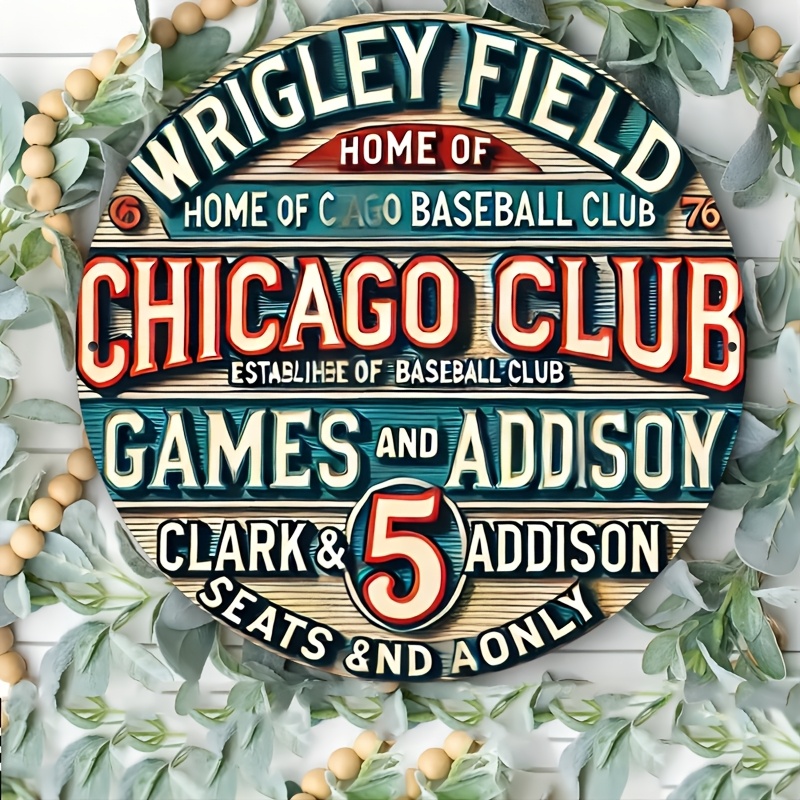 

Room Decor 1pc Vintage Chicago Club Baseball Metal Tin Sign, 8x8 Inches, Iron Decor, & Outdoor Hanging, Unique Gift For Sports Fans, Ideal For Bar, Man Cave, Garage, And Game Room Decoration