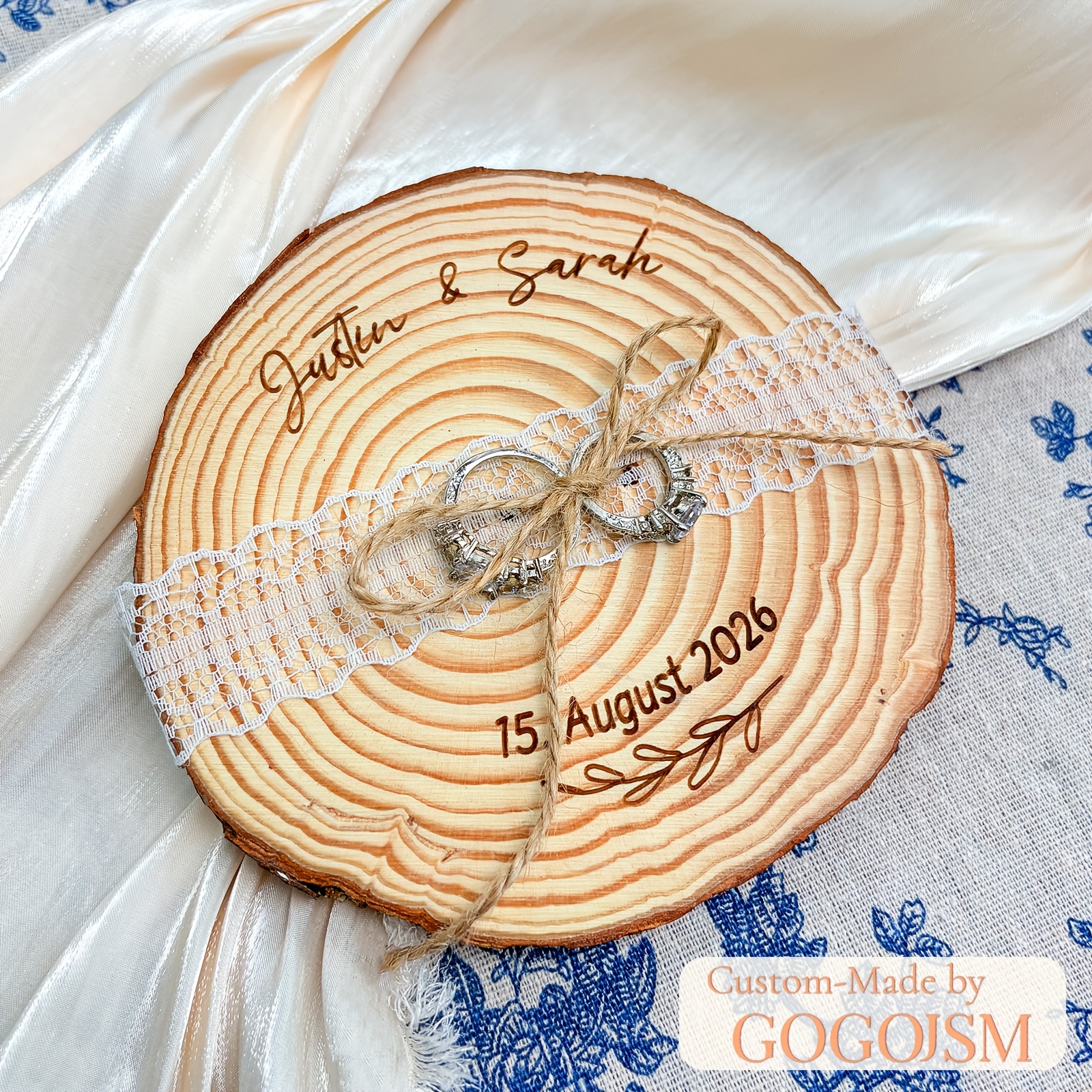 TEMU GOGOJSM 1 pieza de mesa para - Bandeja para anillos de boda - para anillos de pareja grabado personalizado - Soporte para exhibir joyas - para ,