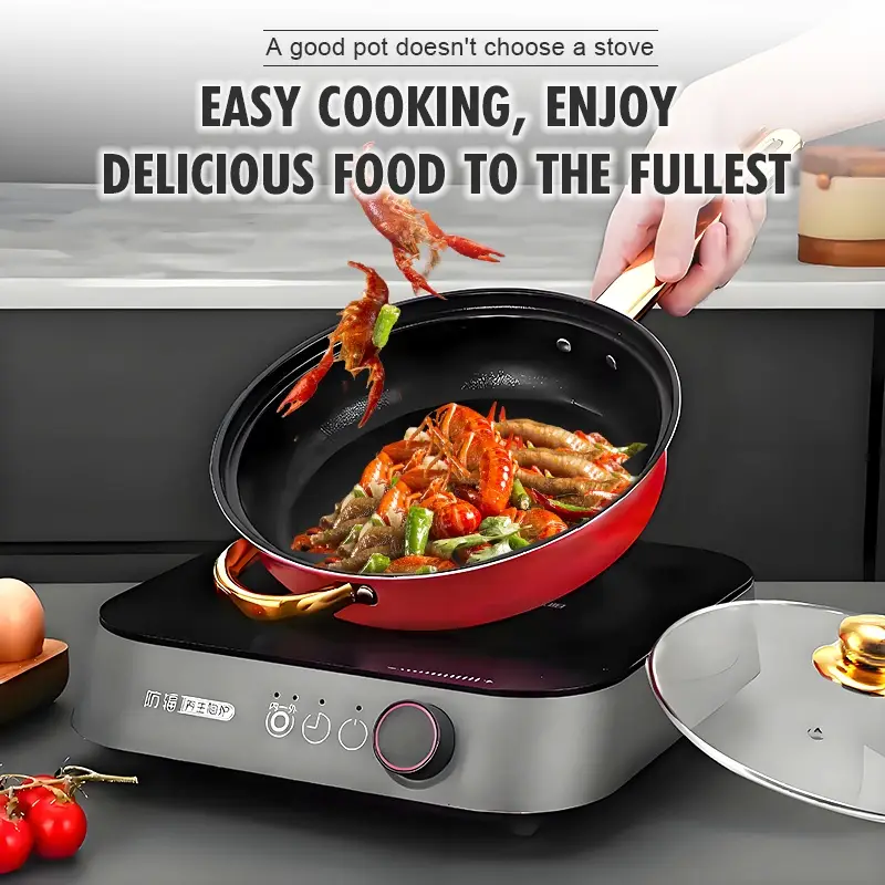 red 12pcs stainless set non stick pan set heat resistant frying saucepan versatile stylish durable suitable for induction stoves details 11