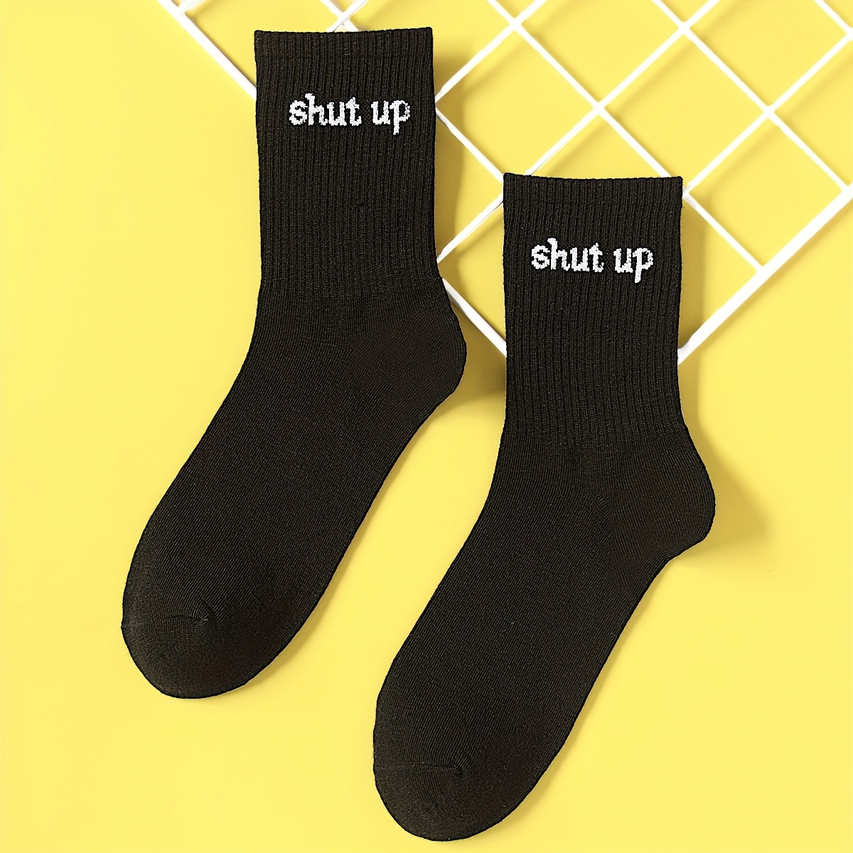E-shop 1 Paar "Shut Up" Socken mit Aufdruck, Crazy Socken, Grafik-Socken, lustige Socken für Damen und Herren, Spaß-Socken, Happy Socken für