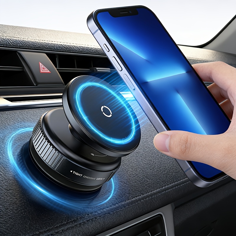 Vacuum Magnetic Phone Holder | 360°Adjustable | Ultra-Strong Suction & Magnet | Smooth Surfaces | Compatible with iPhone Android and All Smartphones | Fits Horizontal/Vertical Screens | Removable | Hands-Free | Phone Holders for Your Car Dashboard