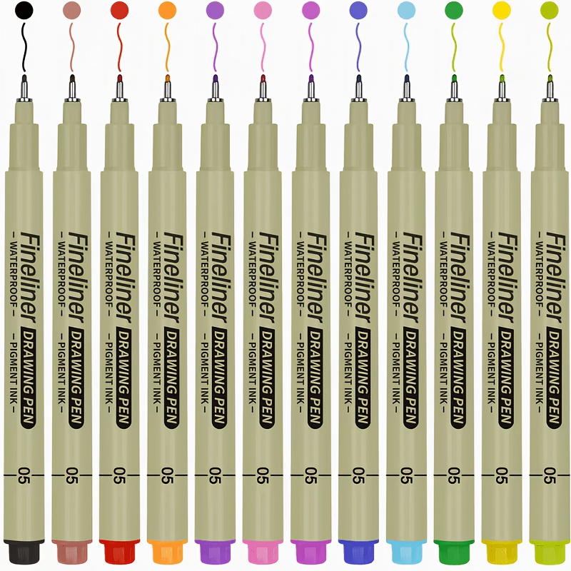 TEMU 12pcs Multifunctional Fine-line Pen, With Multiple Nib Models, Suitable For Detailed Painting, Sketching And Writing, Hand-drawn Illustration