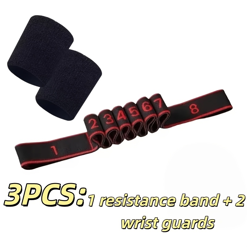 TEMU Three-piece Yoga Resistance Bands (1pc Resistance Band And 2pcs Wrist Guards) - Fitness, Home Use, Therapeutic And Rehabilitation Elastic Bands.