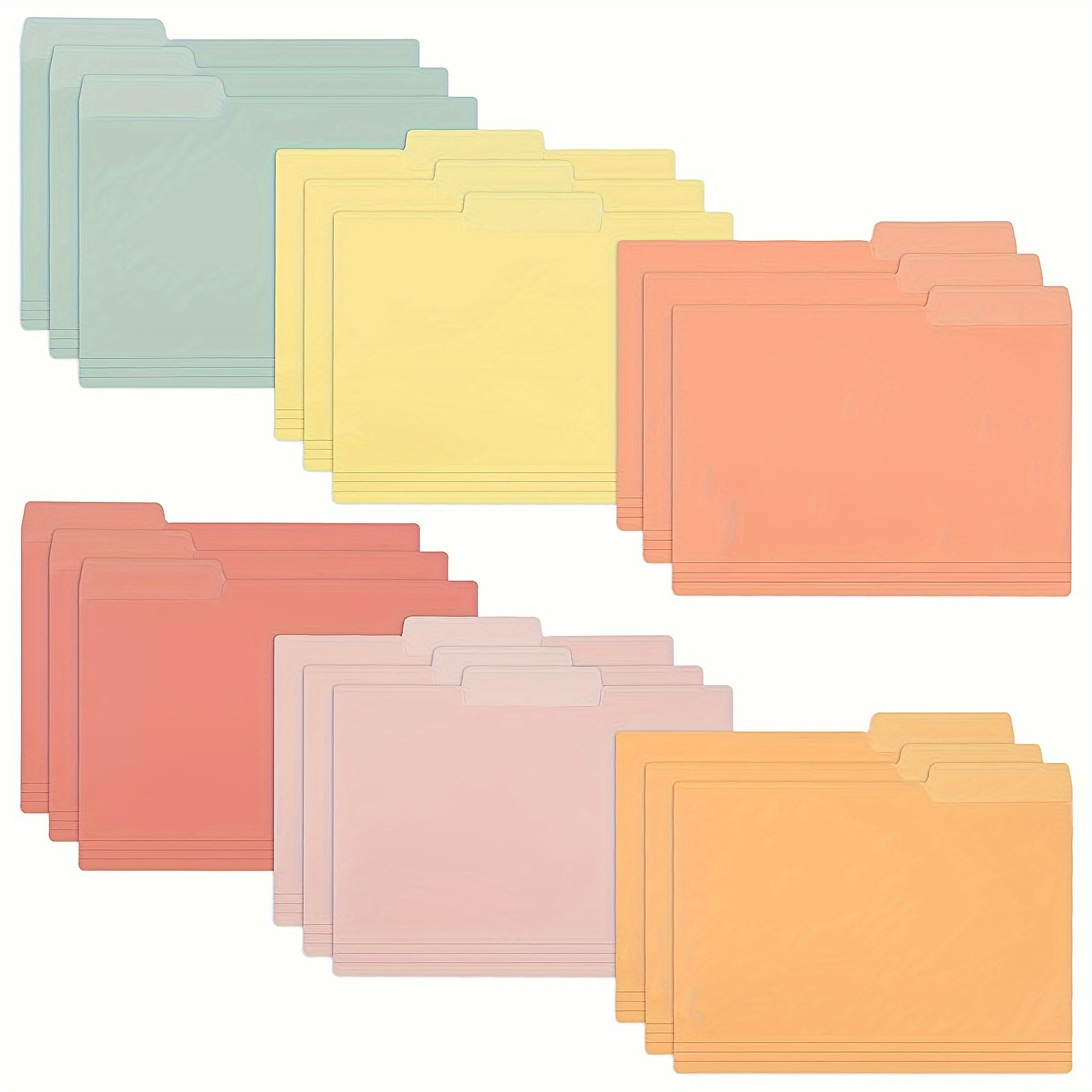 

18 Pcs Folders, Office Supplies, 6 Retro Colors, 1/3 Cut Label Letter Size, Decorative Folder, Classic Manila Color Folder, Plastic Folder, 8.5 X 11.6 Inches