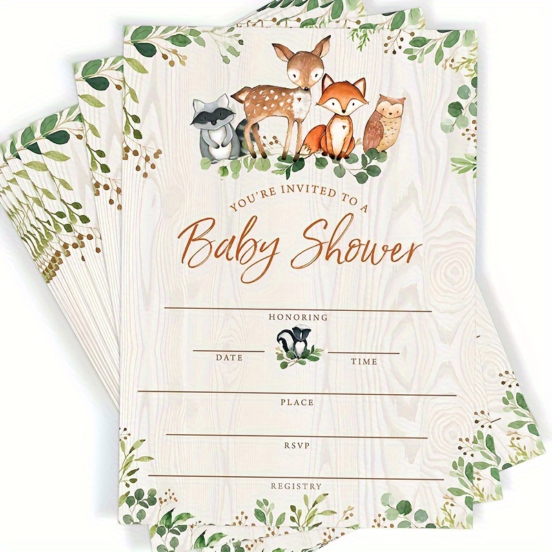 

12pcs, Stamped Party Baby Shower Invitations And Envelopes Woodland Animals, Small Business Supplies, Thank You Cards, Birthday Gift, Cards, Unusual Items, Gift Cards