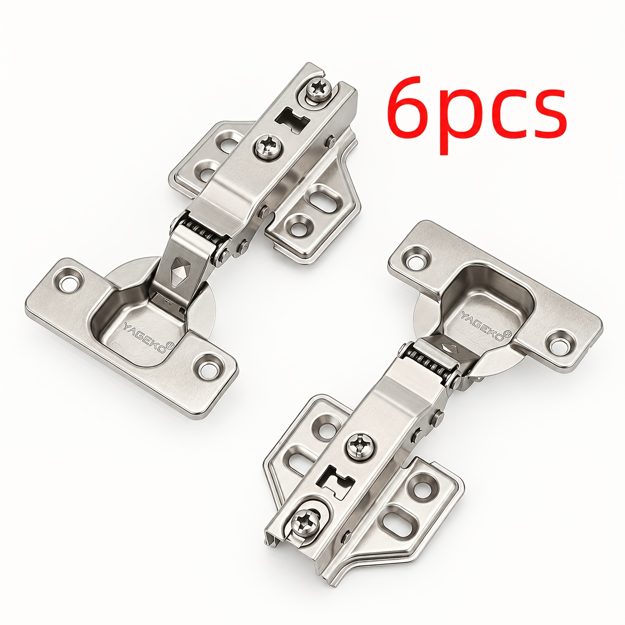 TEMU 6pcs Full Coverage Hinges, With Silent Hydraulic Closing Mechanism, 105 Degree Angle, (no Drilling Required) - Frameless European Hidden Cabinet