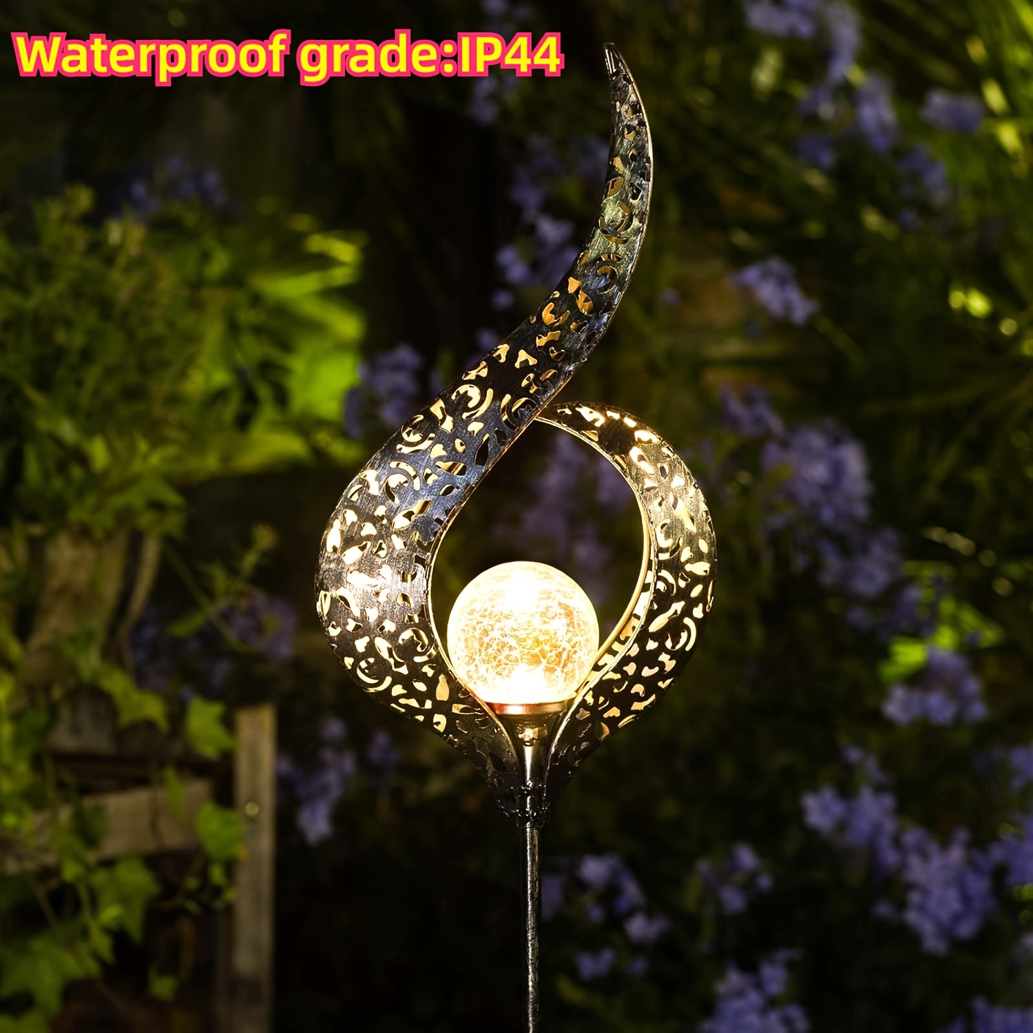 

Outdoor Solar Lights, Garden Stake Lights, Crackle Glass , Waterproof Led Christmas Gift Fairy Lights, For Pathway, Lawn, Patio Or (bronze)