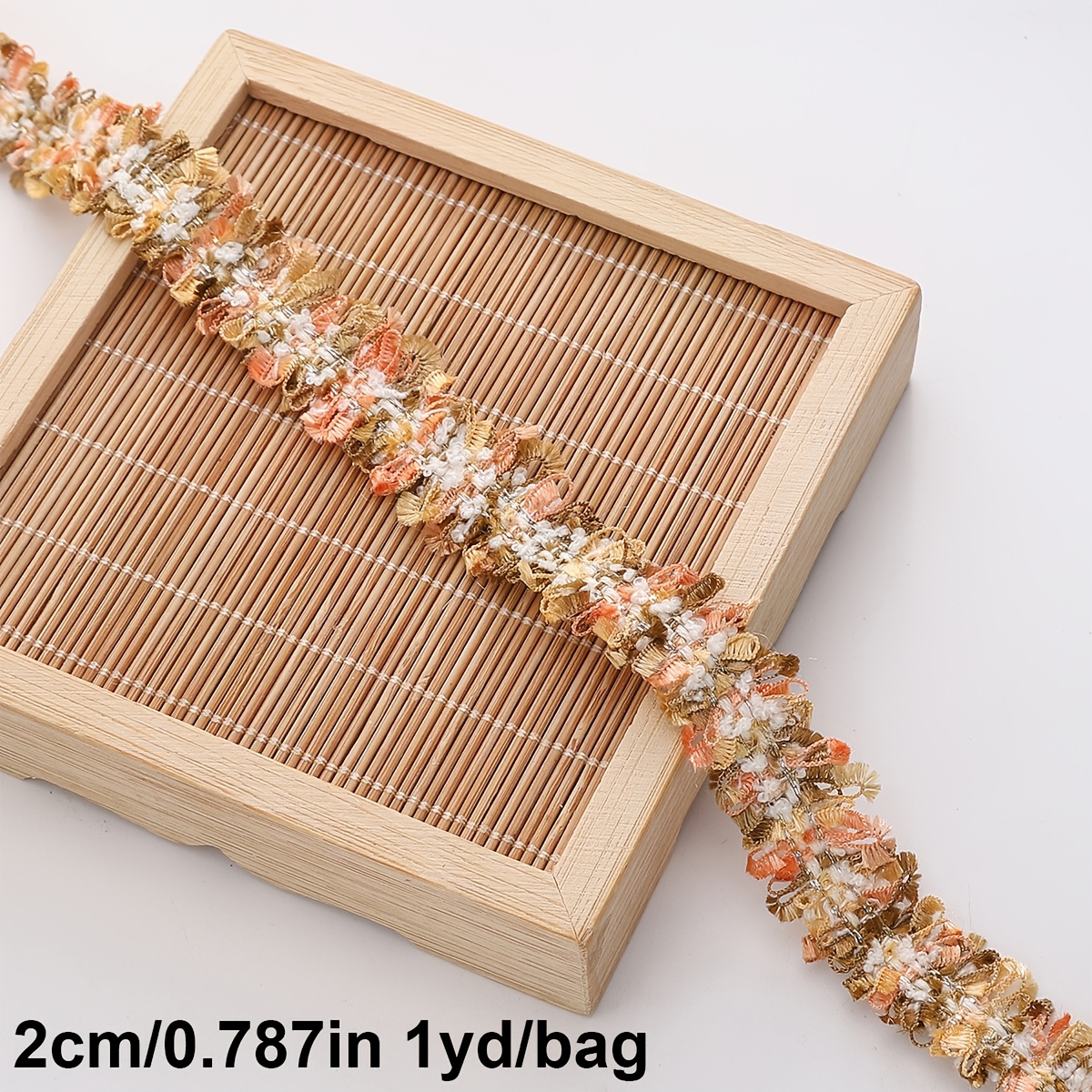 TEMU Multi Colored Mixed Polyester Fiber Woven Ribbon Lace Decoration -1 Size 2cm Wide, Elegant Small Fragrance , Very Suitable For Hair Additions