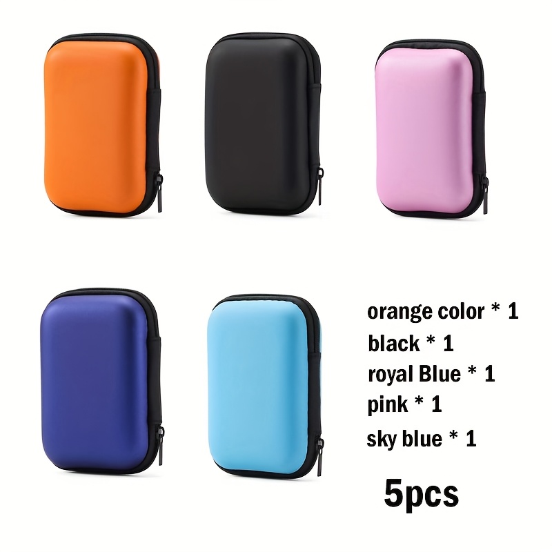 Image of 5pcs Earphone Data Cable Charger Storage Bag, High-quality Multifunctional Digital Product Portable Pouch, With Zipper, Suitable For Earphones, Data Cables, , , Etc., Portable Organizer Bag