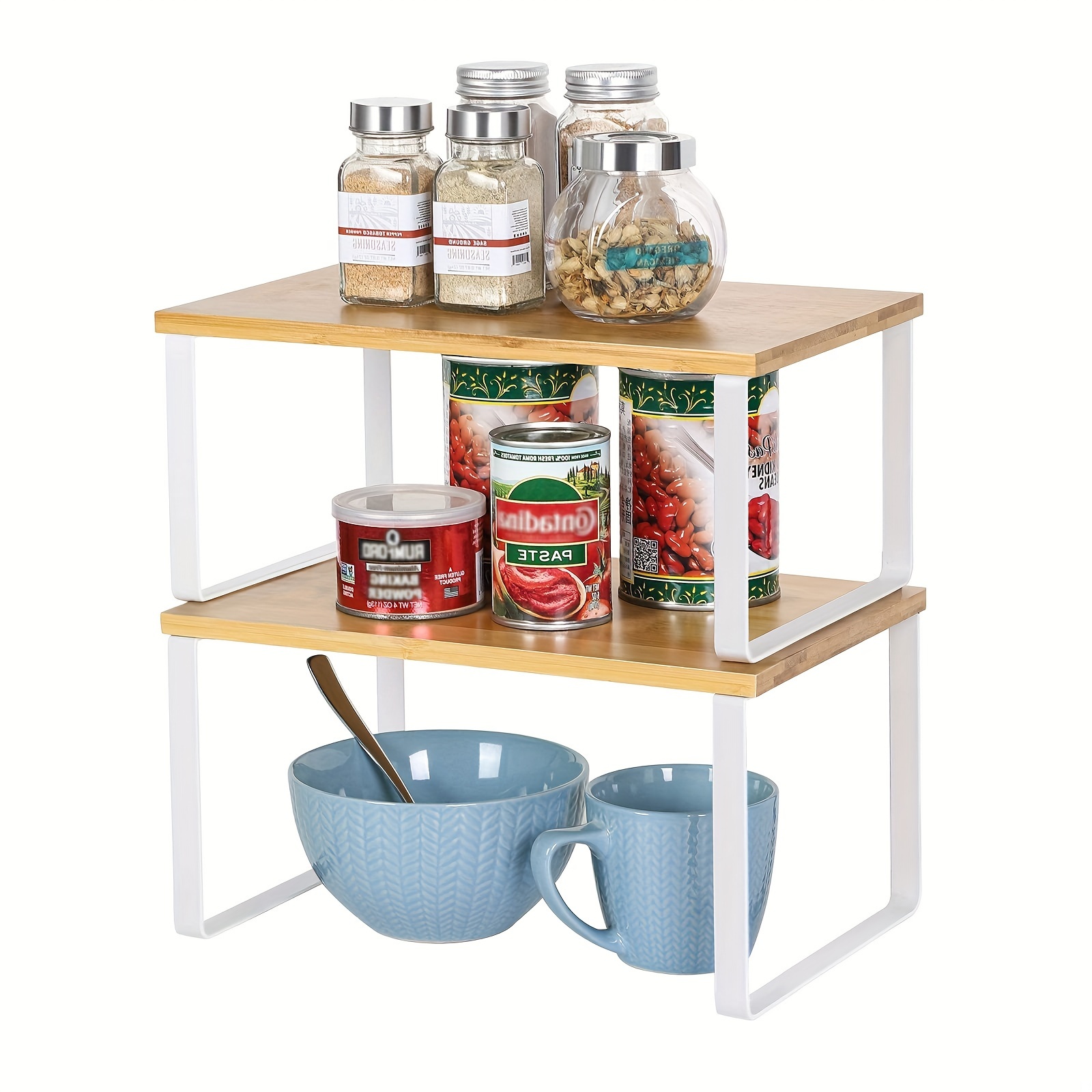

2pcs/set Kitchen Counter Shelves, Cabinet Shelf Organizers, Stackable, Expandable Spice Racks, Stackable Kitchen Counter Shelves, Cabinet Pantry Shelf