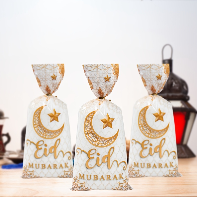 

25/50/100pcs, Eid Candy Bags, 12.5*27.2cm, Moon White Bags, Ramadan Decoration For Home, Ramadan Eid Al Decoration, Party Supplies, Eid Al-fitr Gifts