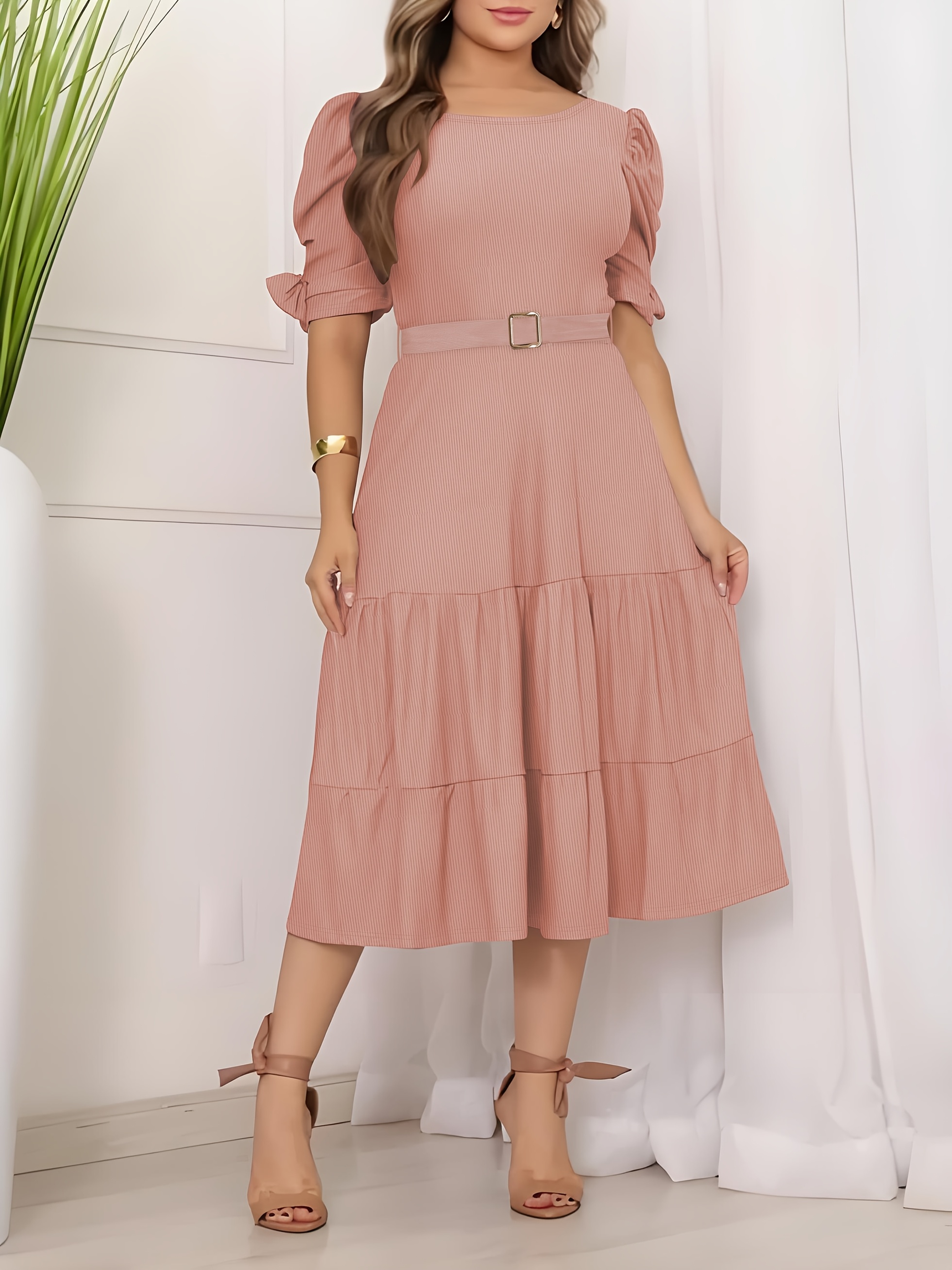 elegant white midi dresses Desiree's French Elegant White A-Line Midi Dress