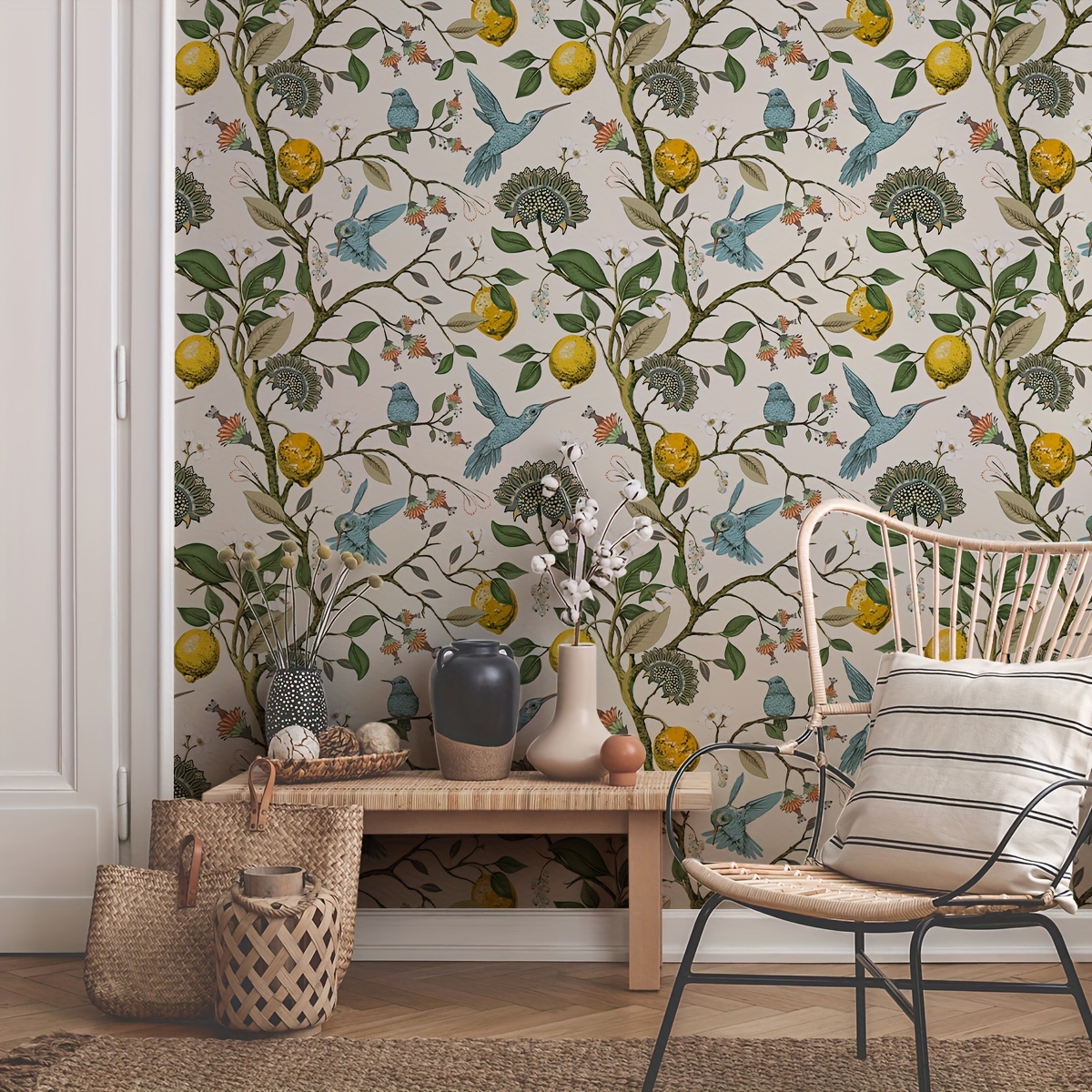 Image of 1pc Of Vintage Wallpaper, Self-adhesive And Removable With Frosted Surface For Home Decoration, Suitable For Use In Bedrooms, Living Rooms, Cabinets, Wardrobes, Stairs, Doors, And Other Settings