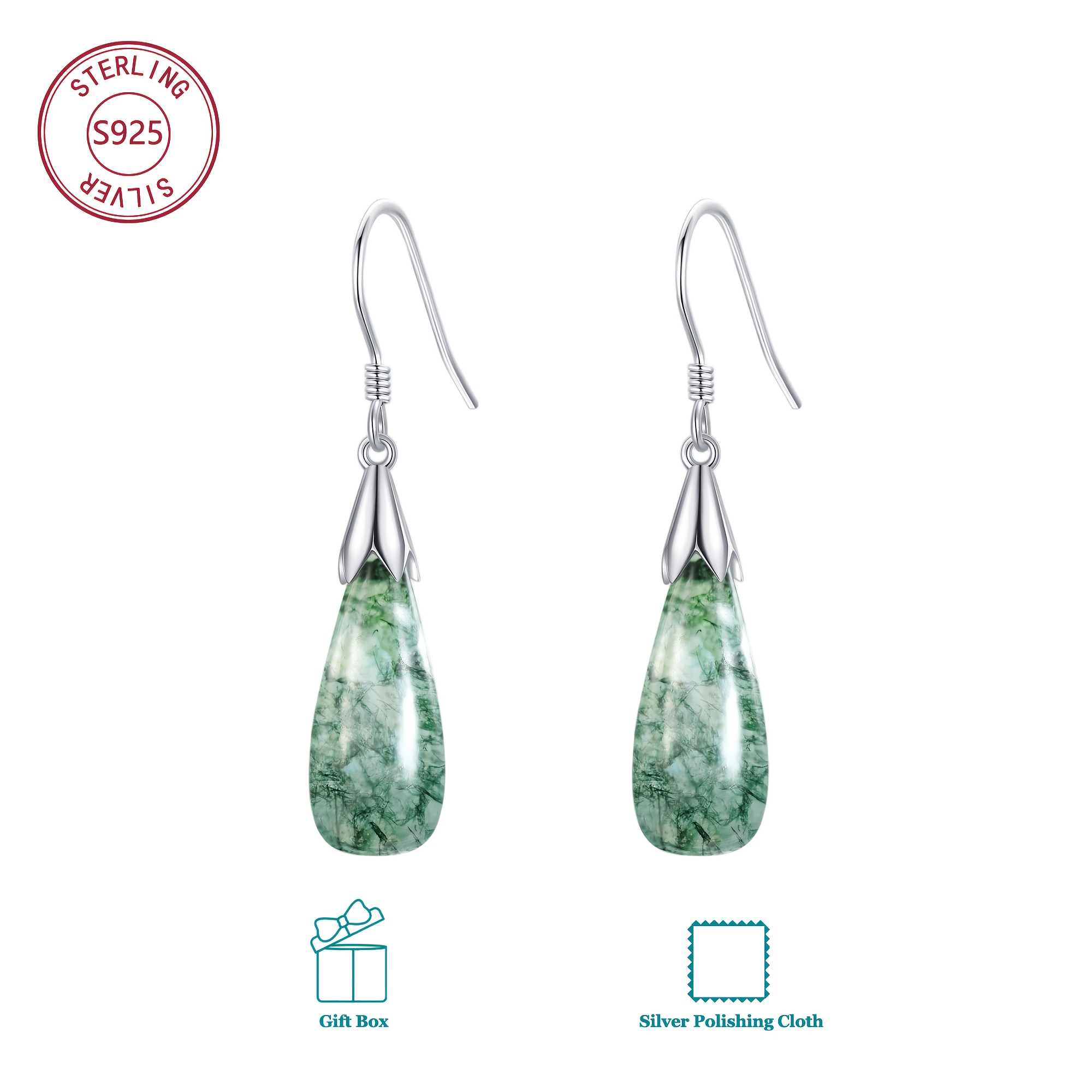 Elegant Dangling Synthetic Gemstone Earrings Made Of 925 Sterling Silvery With Inlaid Synthetic Agate - Suitable For And Special Occasions, -inspired Gift For Women And Mothers.