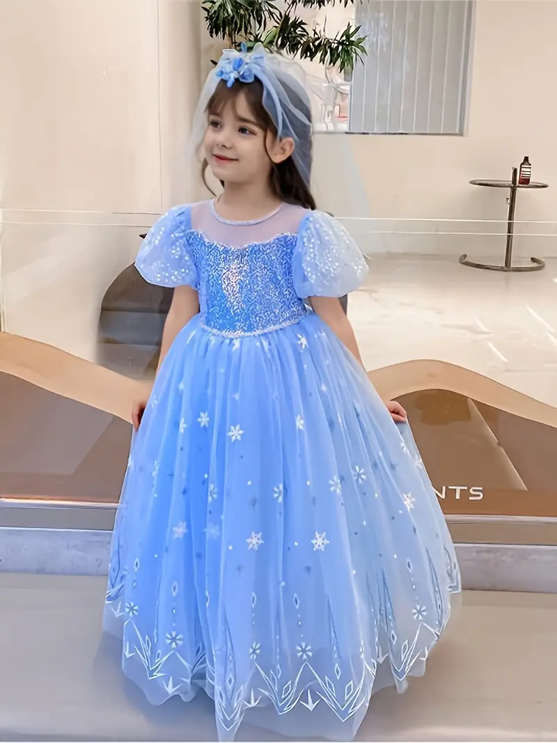 sparkling snowflake princess dress sparkling snowflake ice - Temu Bahrain sparkling snowflake princess dress sparkling snowflake ice - Temu Bahrain