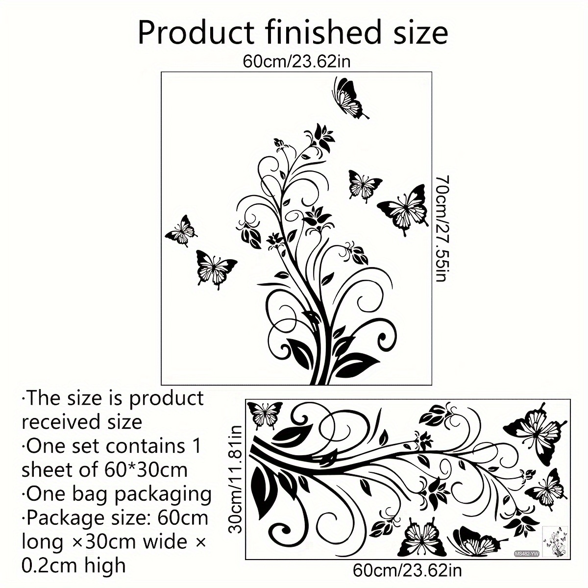 Image of A (30*60cm) Plant Floral Refrigerator Sticker Home Background Wall Kitchen Restaurant Decorative Wall Sticker (ms482-yw)