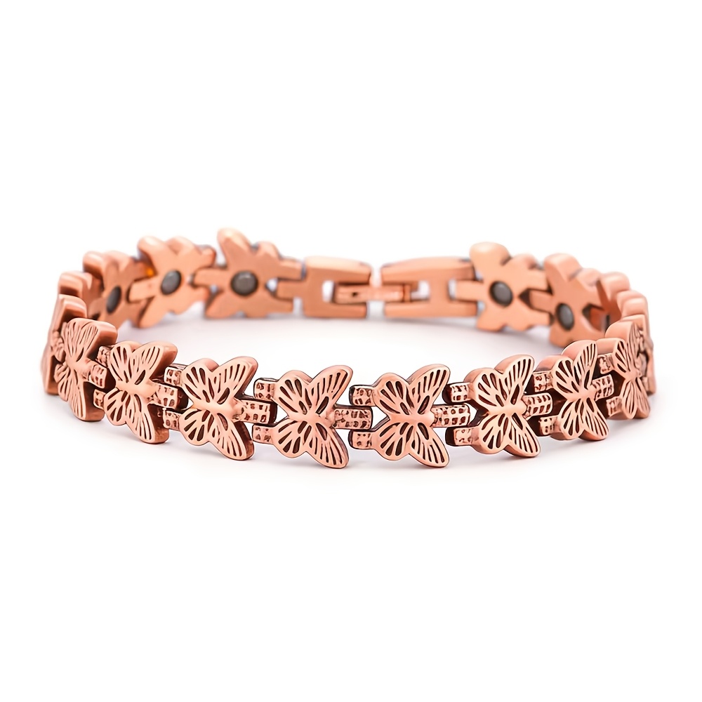TEMU Pulsera magnética de cobre puro para mujer, diseño de con herramienta de extracción para regalo de aniversario o