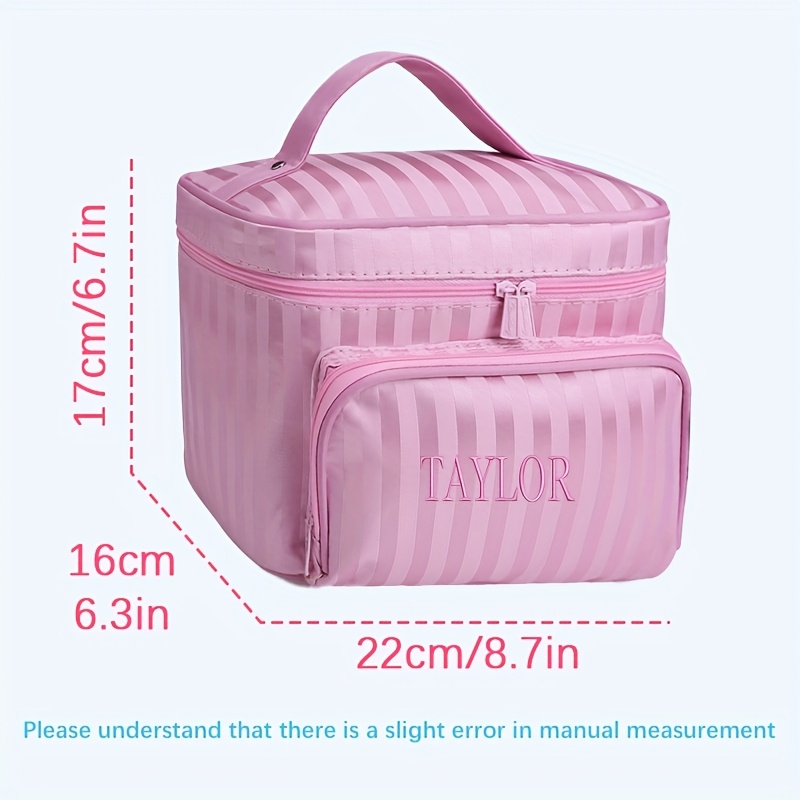TEMU Embroidered - Customized Striped Makeup Bags, Toiletry Bags, And Storage Bags Made From High-quality Fabric. Offer Large Capacity, Multiple