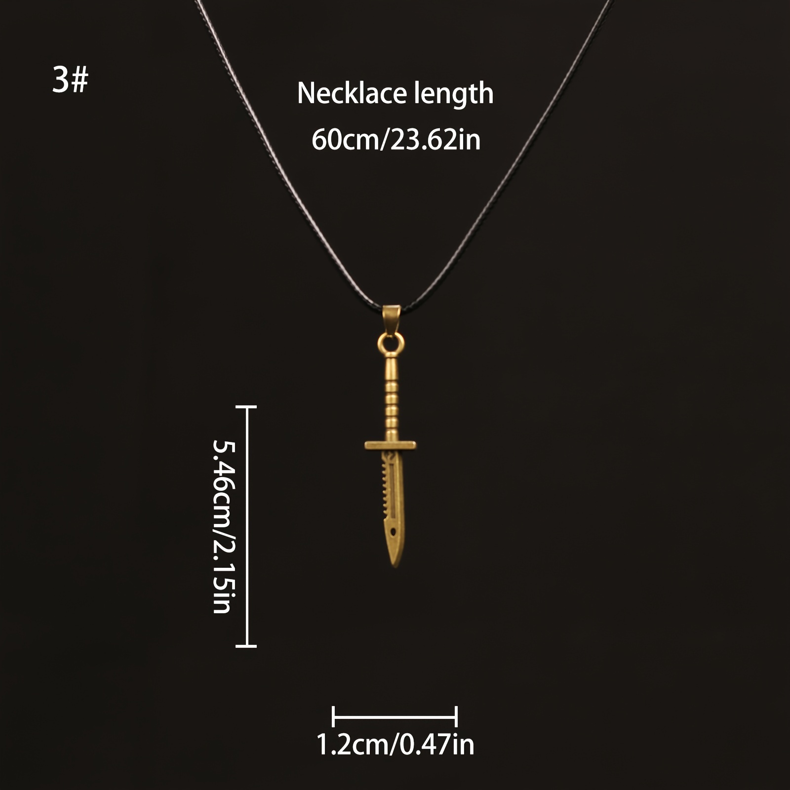 Alloy Weapon Knife Sword Pendant Necklace, Retro Necklace For Men ...