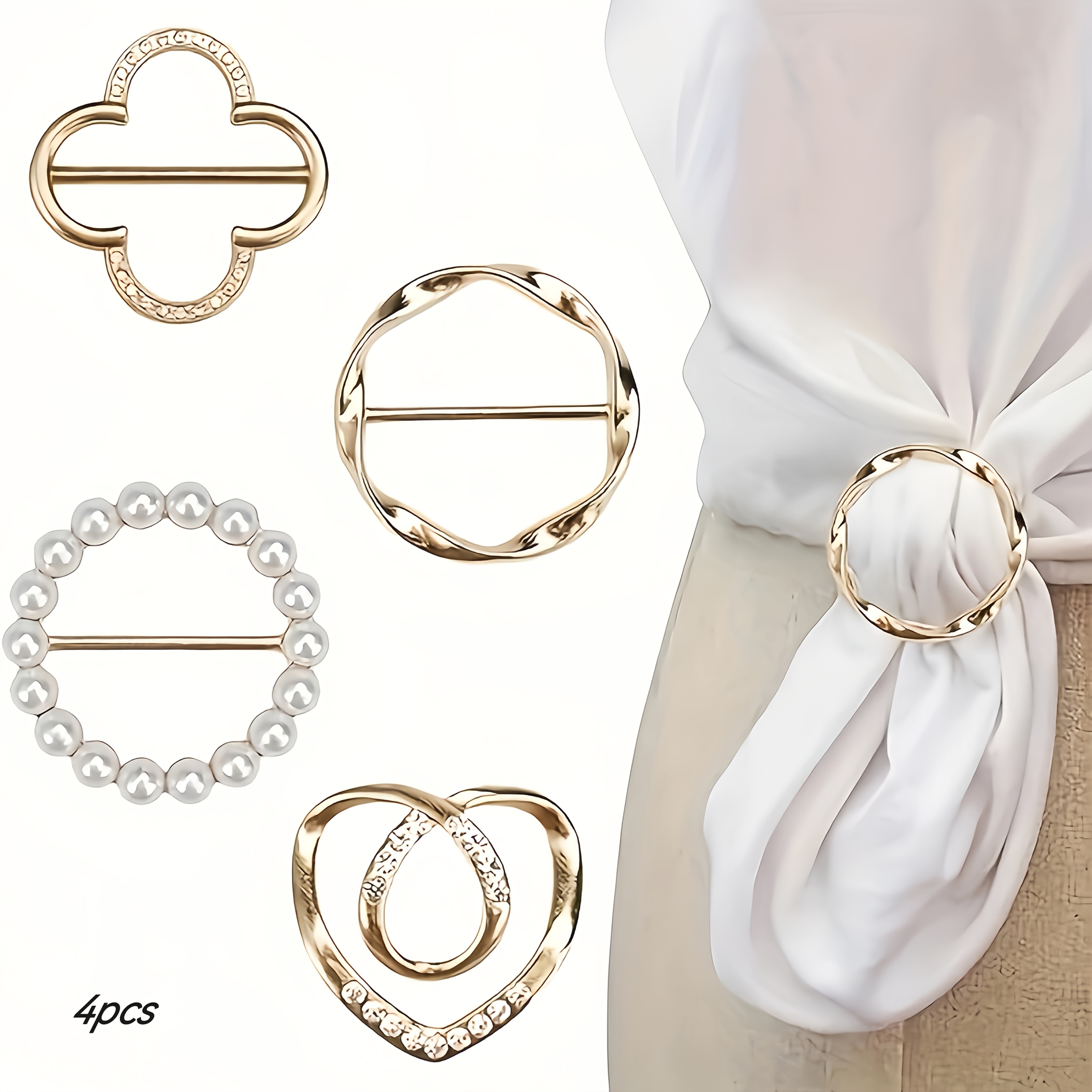 4-pack di e nti clip per sciarpa - clip rotondi in   di   per cravatte, abiti e sciarpe, accessorio di moda per donne, senza piume, istruzioni per    