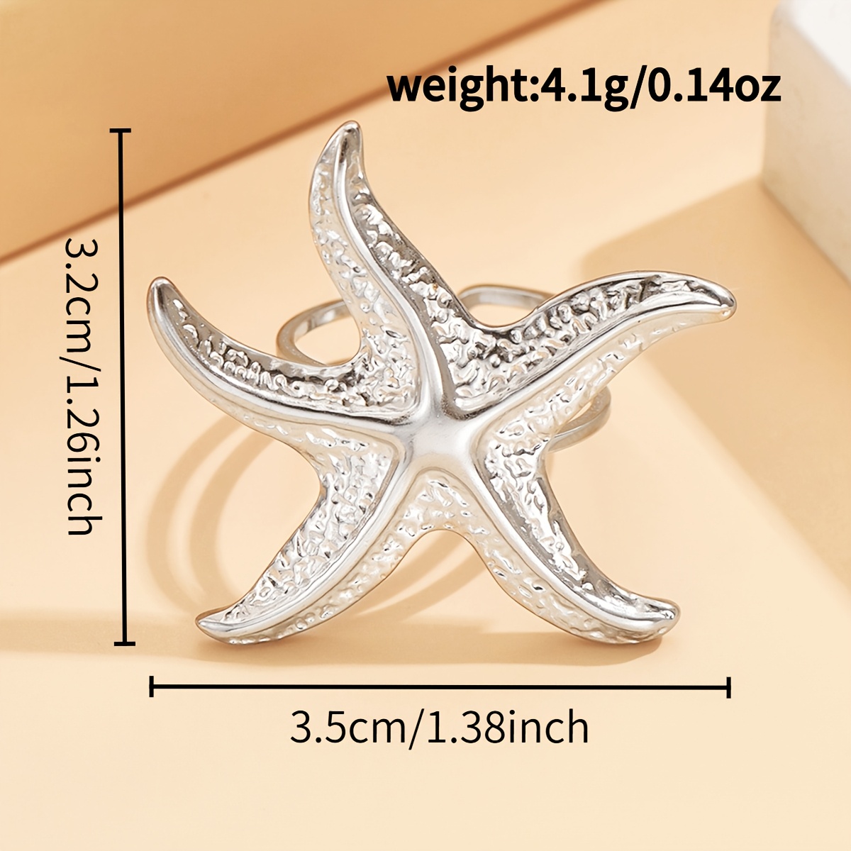 Nautical Starfish Shaped Open Ring for Teenagers