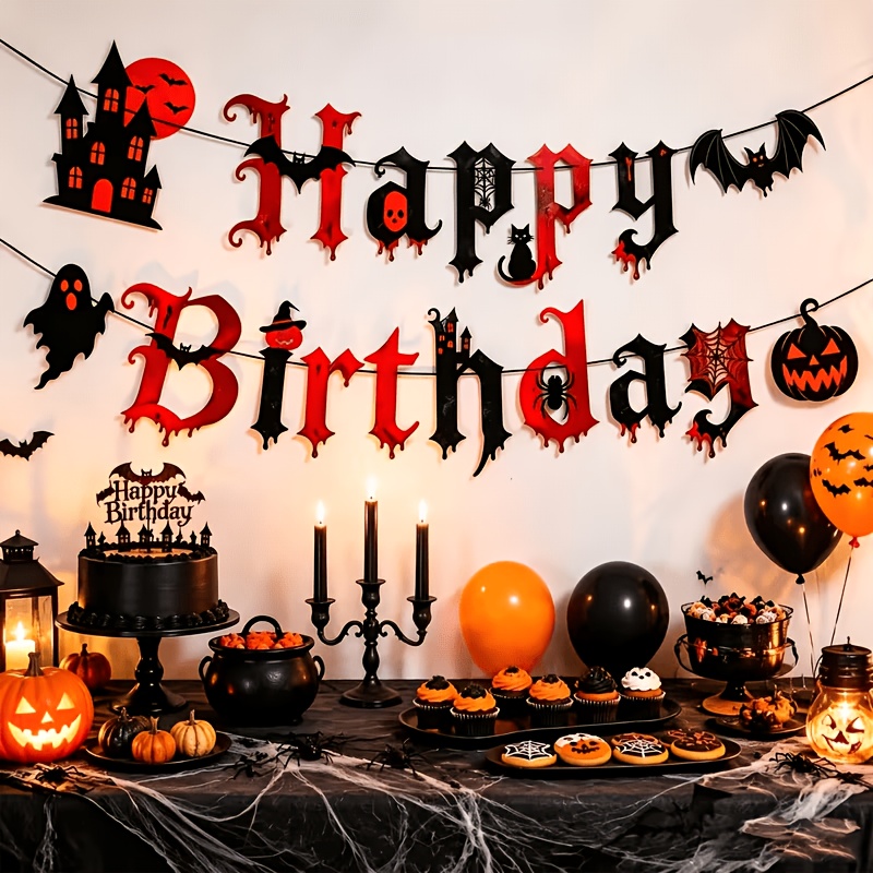 Spooky Castle Bat Ghost Banner Garland