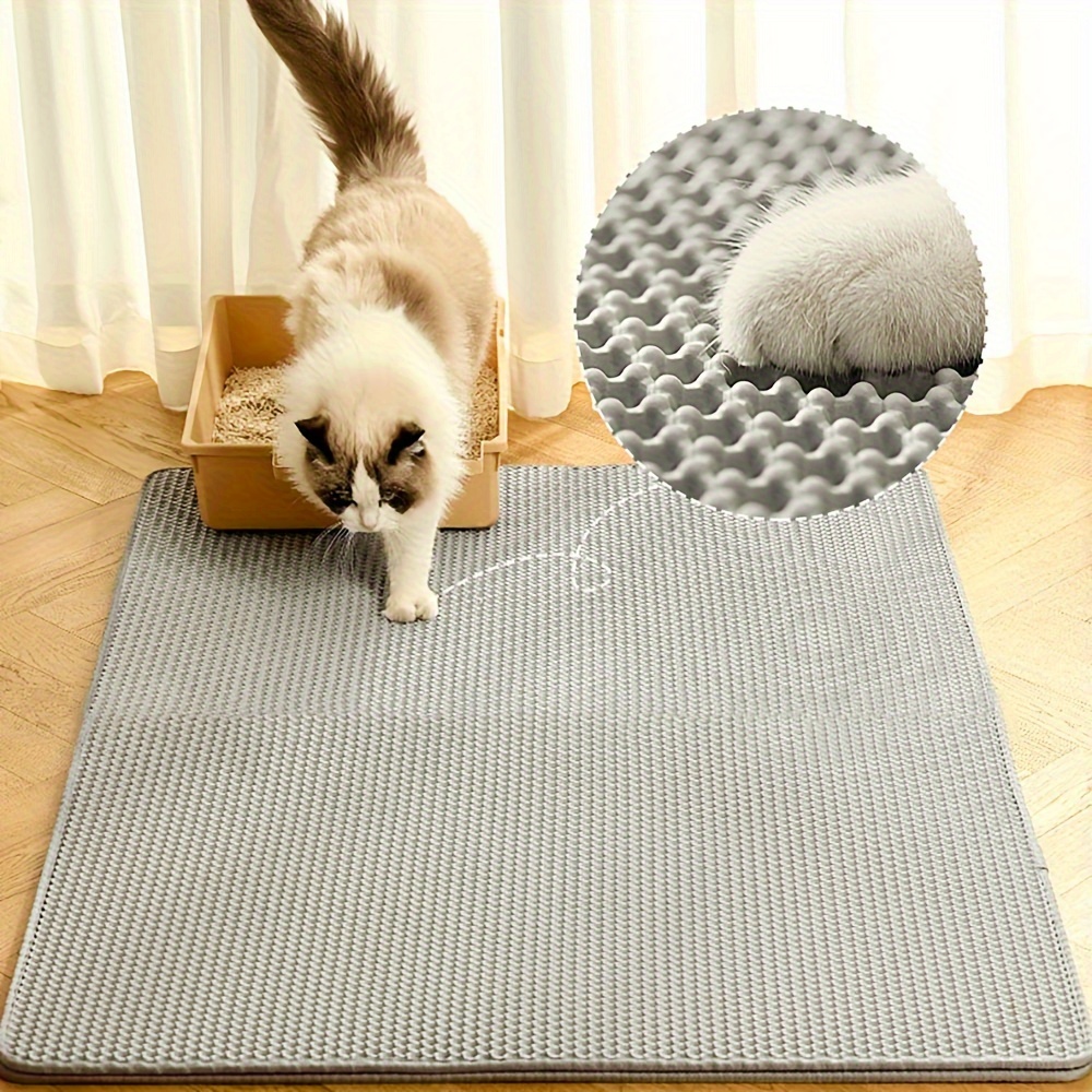 

Extra-large Double-layer Cat Litter Mat With Mesh Design - Washable, Eva Material For Easy , Aperture, Basin Bottom