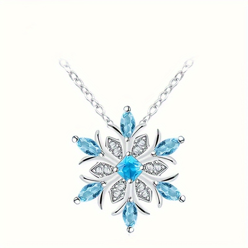 

Elegant Blue Pendant Necklace - Fashionable Acrylic & Alloy Jewelry Gift For Girls