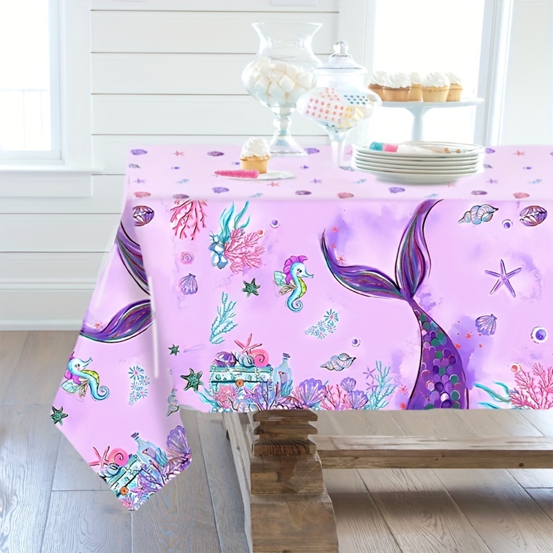 

1pc, Mermaid Tail Plastic Tablecloth, Wedding Party Suppies, Suitable For Mermaid Wedding Birthday Party Decorations Baby Shower, Under The Sea Party Dining Table Cover