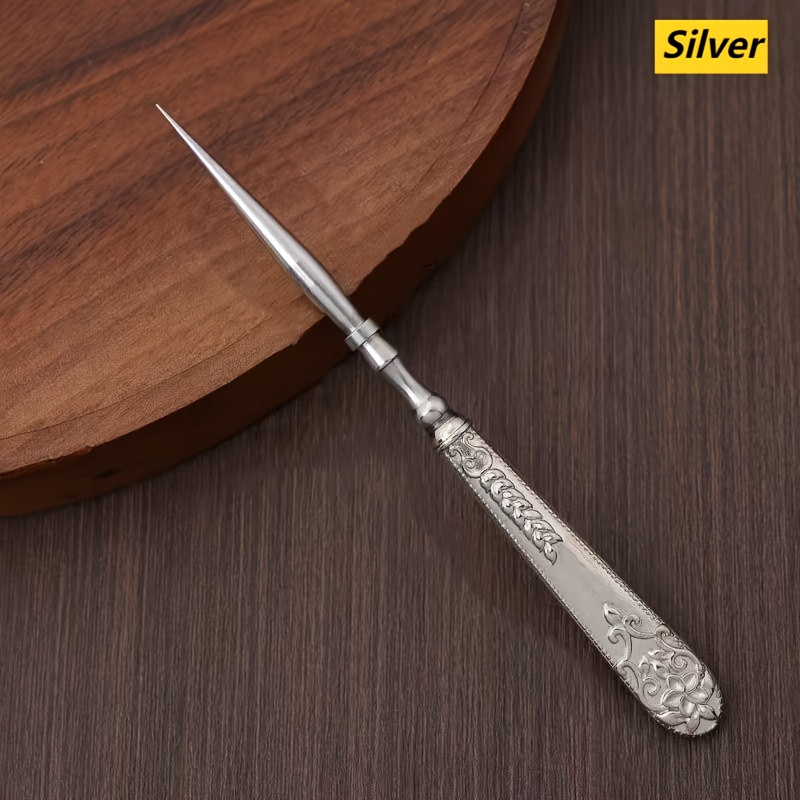 TEMU Vintage Sewing Awl With Needle - Heavy-duty Metal Construction, Sharp Tip Stitching - Ideal For Leather, Upholstery, Quilting, Crafting -