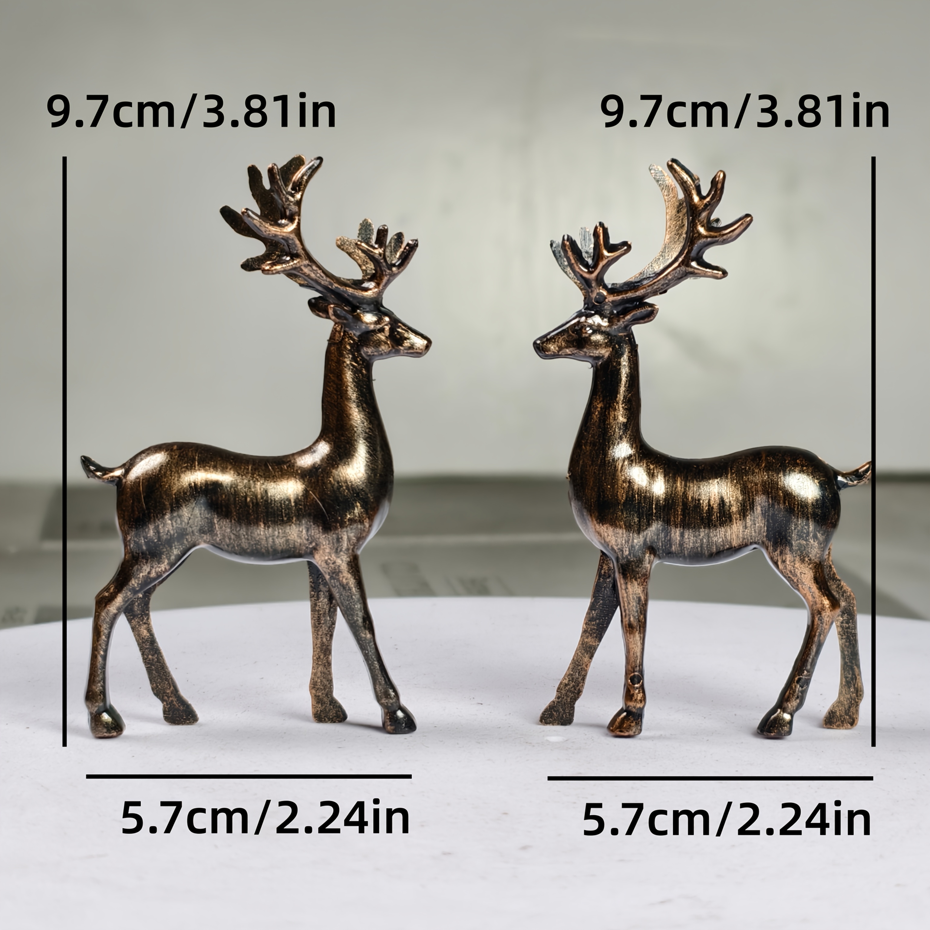 TEMU A Pair Of Vintage Bronze Elk Statues, With A Vintage Copper Color Texture - Retro Style, Suitable For Decorating The Entrance Hall, Bookshelf,
