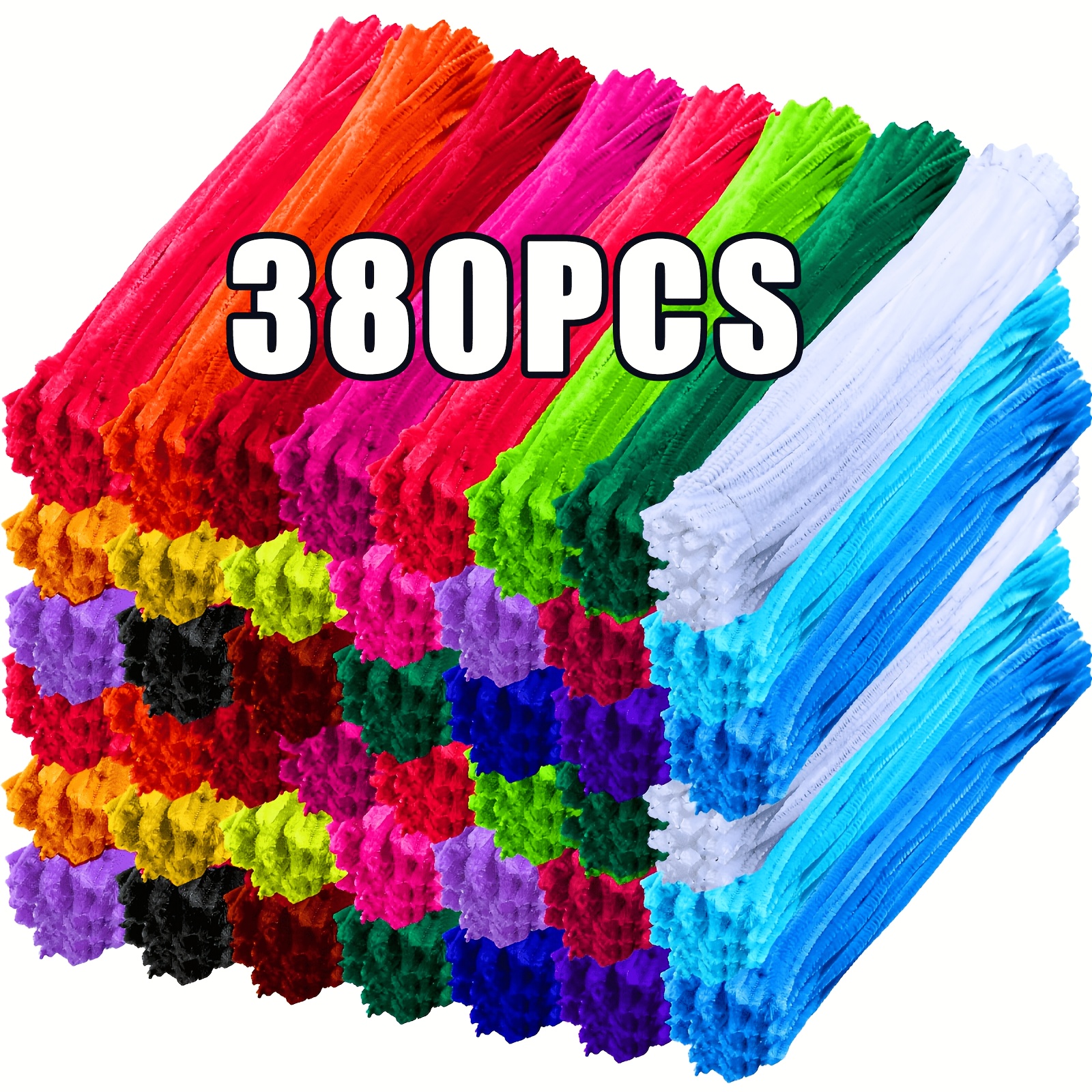 TEMU Random 380pcs Colored Tubes Of Cleaner Bulk 20-color Tube Cleaner Craft Set Colored Chenille Plush Sticks Pom- Making Art Flower Kit, Suitable