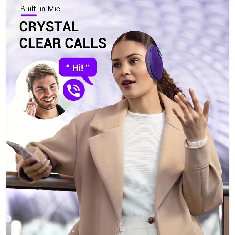 LC-dolida Winter Ear Muffs & Wireless Headphones 2-in-1, Unisex Thermal Headphones with Noise Cancelling Mic, Wireless 5.4, USB-C Charging, 10H Playtime, Ergonomic Headband & Detachable Cable, for Outdoor Sports, Cycling, Skating