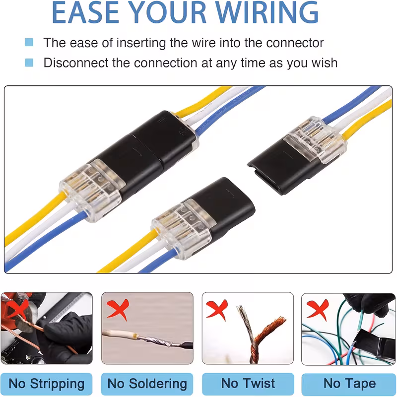 10 conectores rápidos de empalme sin soldadura para cables eléctricos, bloques de conector a presión de de para tira led de coche, aplicaciones de voltaje, bloques de terminales de conexión rápida Detalles del producto 3
