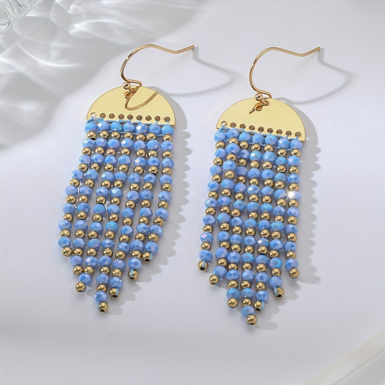Bohemian Style Long Dangle Earrings Ethnic Beaded Drop Gift for Mom BFF