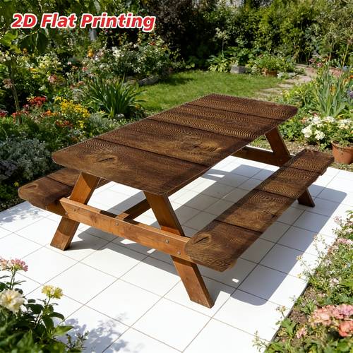 3pcs 2d flat printing camping table and chair brown wood grain tablecloth cover rectangular suitable for indoor outdoor patio camping picnic party kitchen essentials camping essentials decorative tablecloth